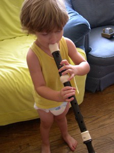 toddler with recorder 